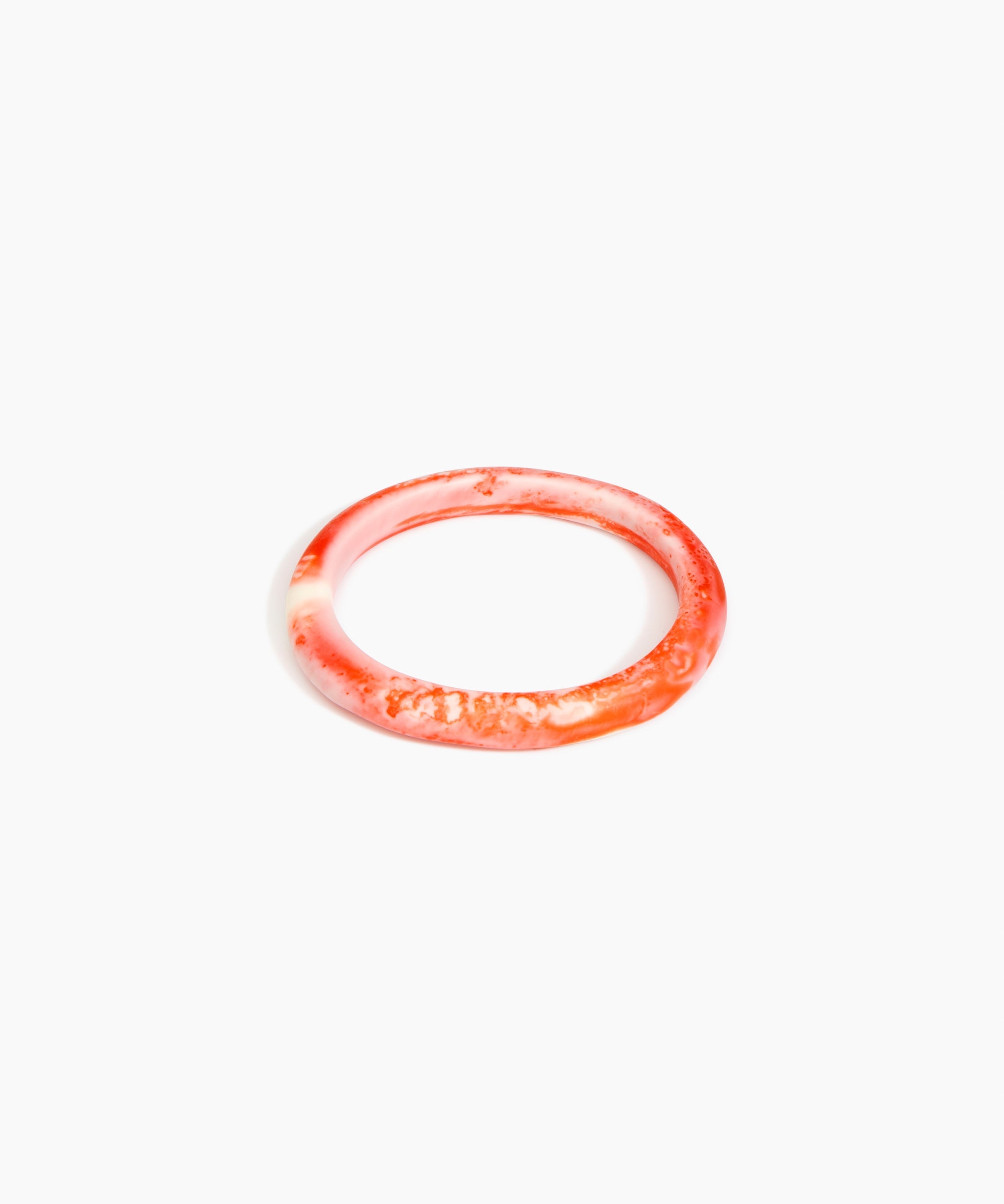 Dinosaur Designs Small Organic Oval Bangle in Strawberry color resin with Wide Fit