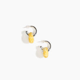 Dinosaur Designs Small Splash Earrings in Daisy color resin with Silver-Plated Brass Hoop Material