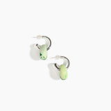 Dinosaur Designs Small Splash Earrings in Grass color resin with Silver-Plated Brass Hoop Material