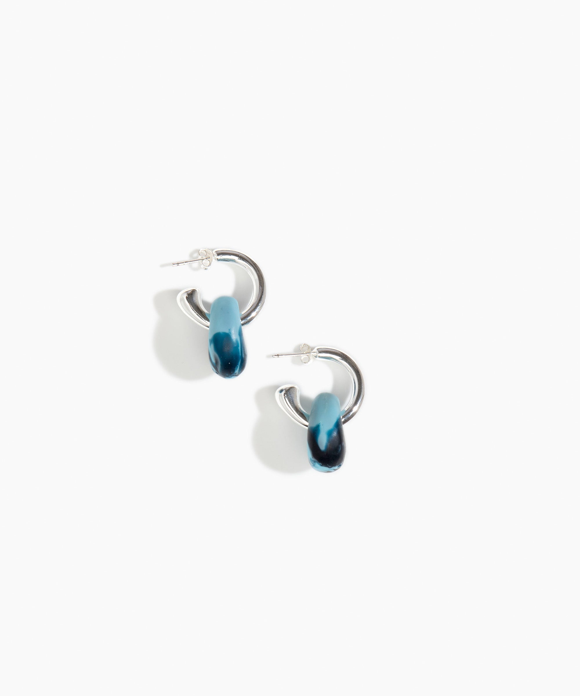 Dinosaur Designs Small Splash Earrings in Water color resin with Silver-Plated Brass Hoop Material