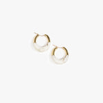 Dinosaur Designs Small Horn Hoop Earrings in Chalk Swirl color resin with Nano-Coated Brass Material