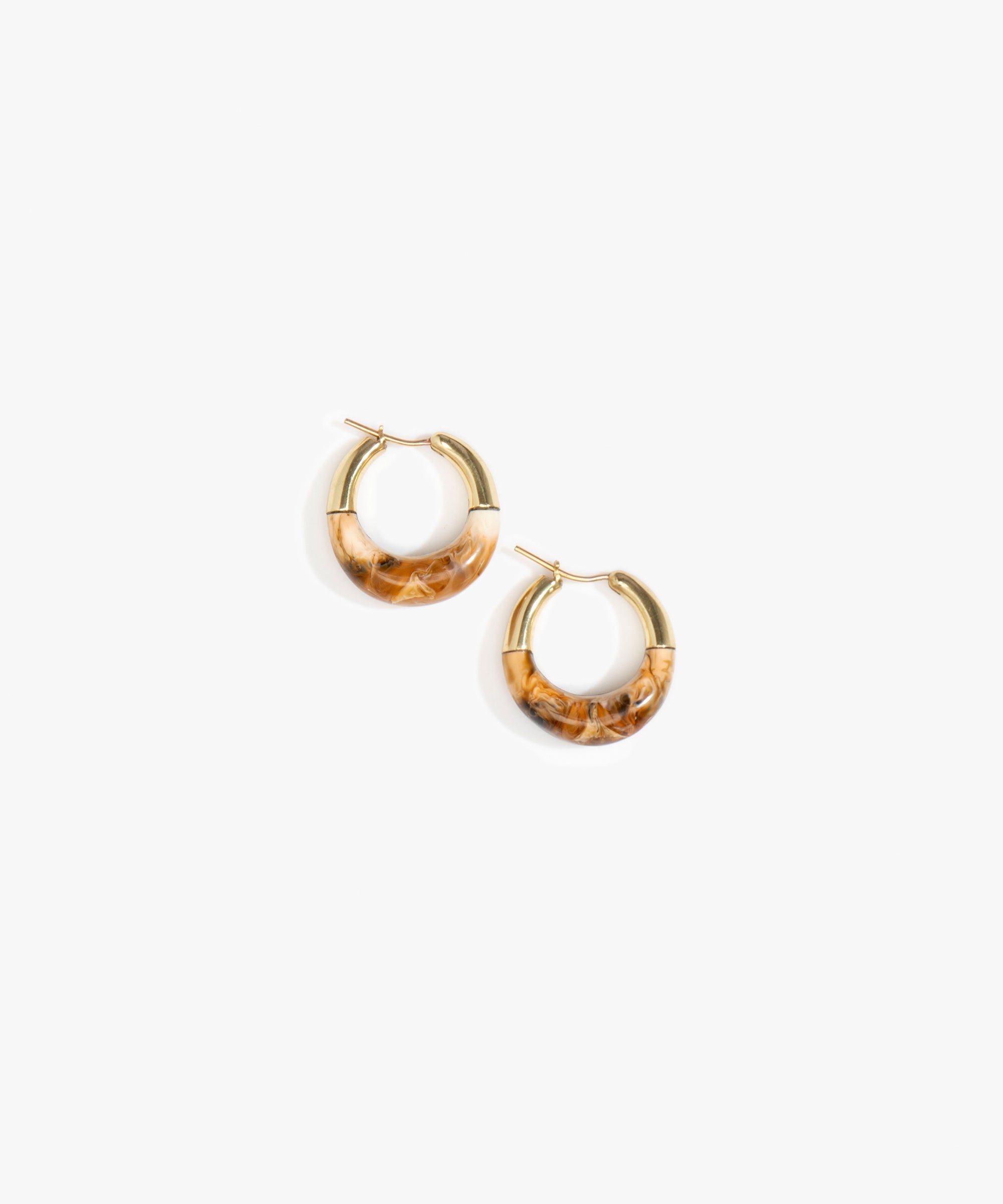 Dinosaur Designs Small Horn Hoop Earrings in Light Horn color resin with Nano-Coated Brass Material