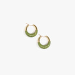 Dinosaur Designs Small Horn Hoop Earrings in Olive color resin with Nano-Coated Brass Material