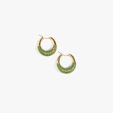 Dinosaur Designs Small Horn Hoop Earrings in Olive color resin with Nano-Coated Brass Material