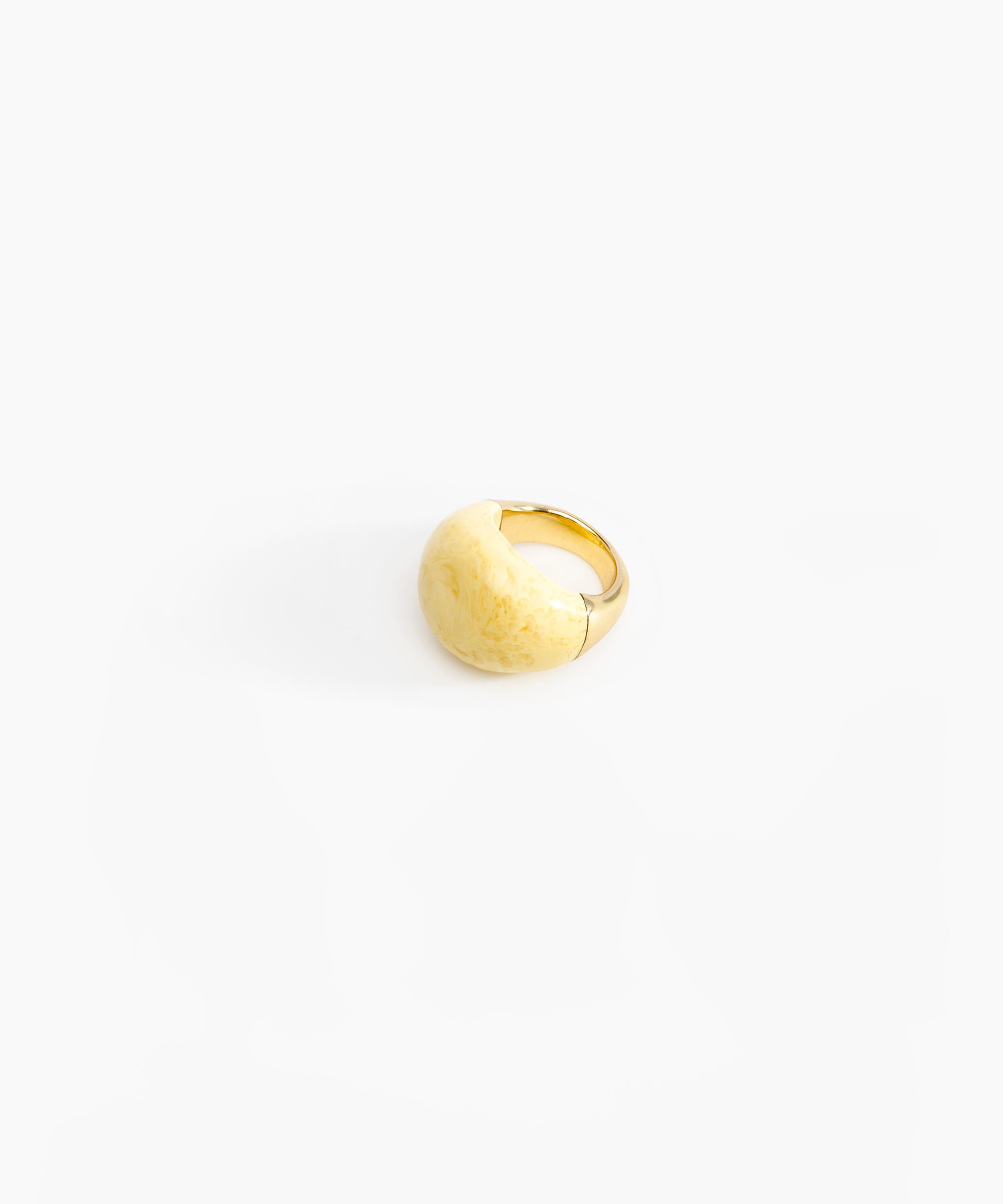 Dinosaur Designs Large Horn Ring in Lemon color resin with Nano-Coated Brass Material