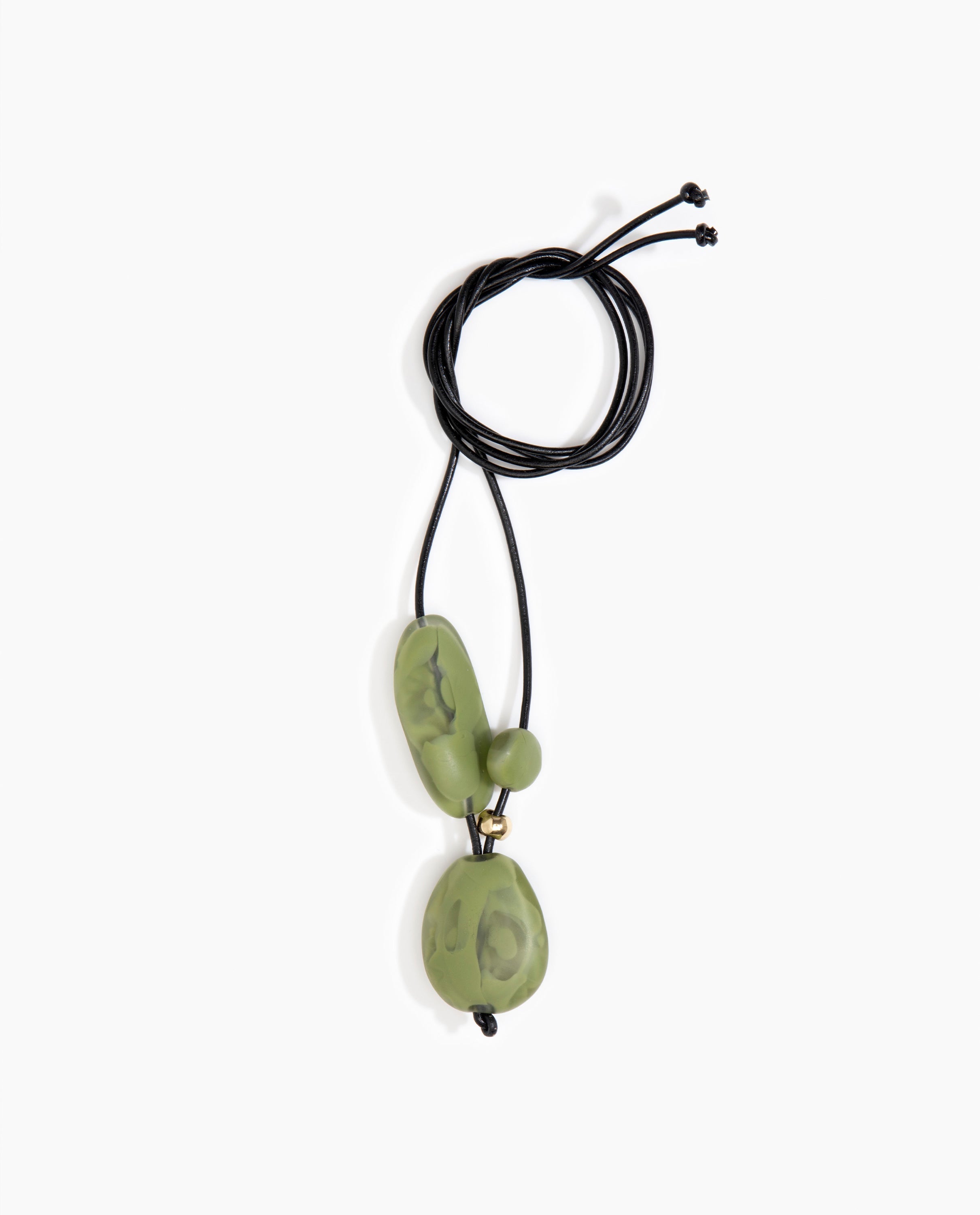 Dinosaur Designs Rock Cluster Pendant in Olive color resin with Nano-Coated Brass Bead Material