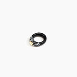 Dinosaur Designs Round Rock Ring in Black Marble color resin