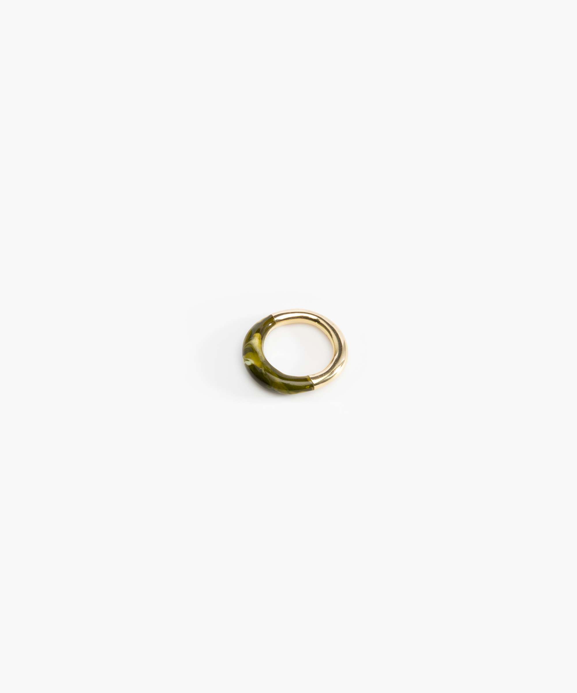 Dinosaur Designs Small Horn Ring in Malachite color resin with Nano-Coated Brass Material