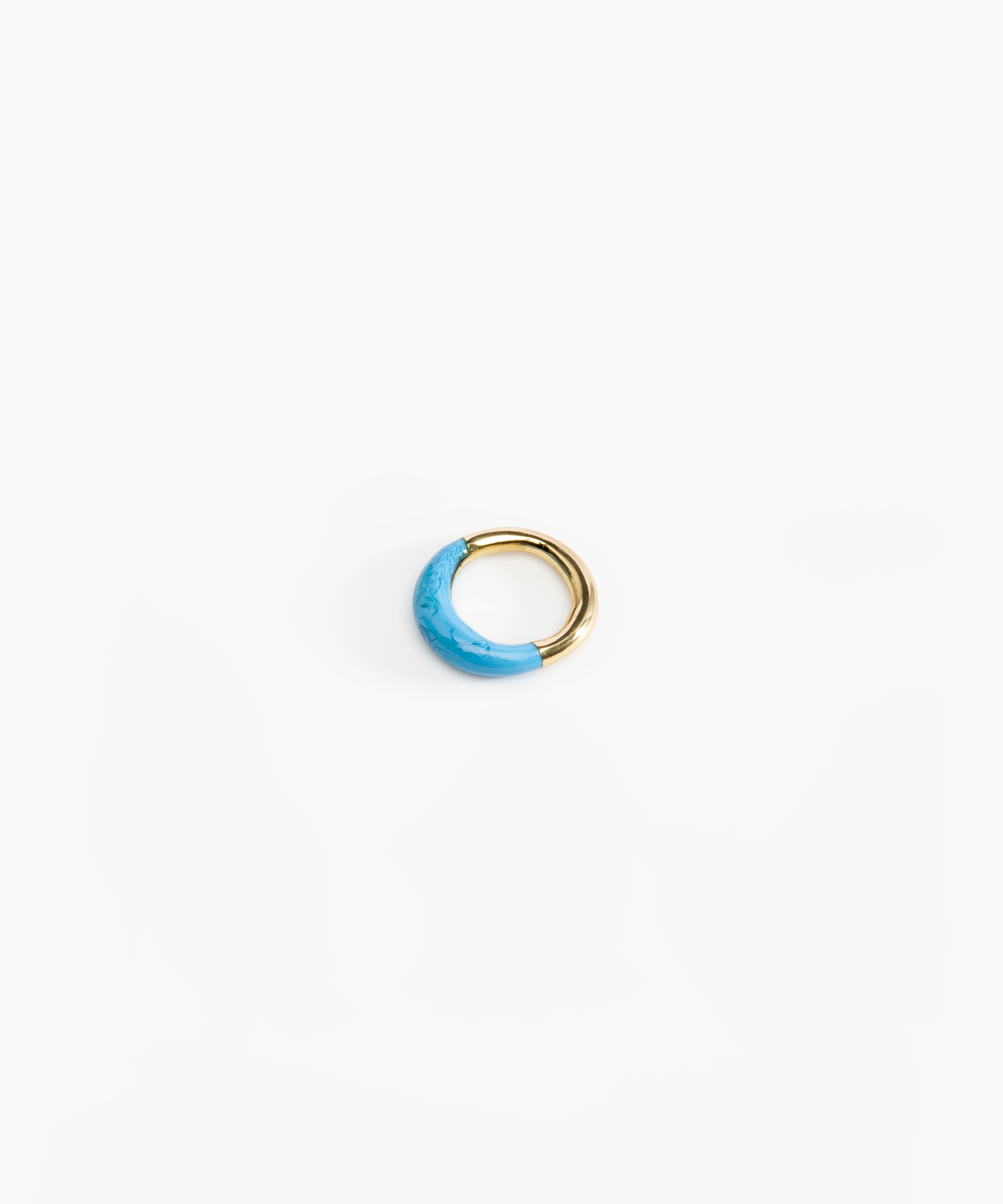 Dinosaur Designs Small Horn Ring in Sky color resin with Nano-Coated Brass Material