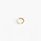 Dinosaur Designs Small Horn Ring in Chalk Swirl color resin with Nano-Coated Brass Material