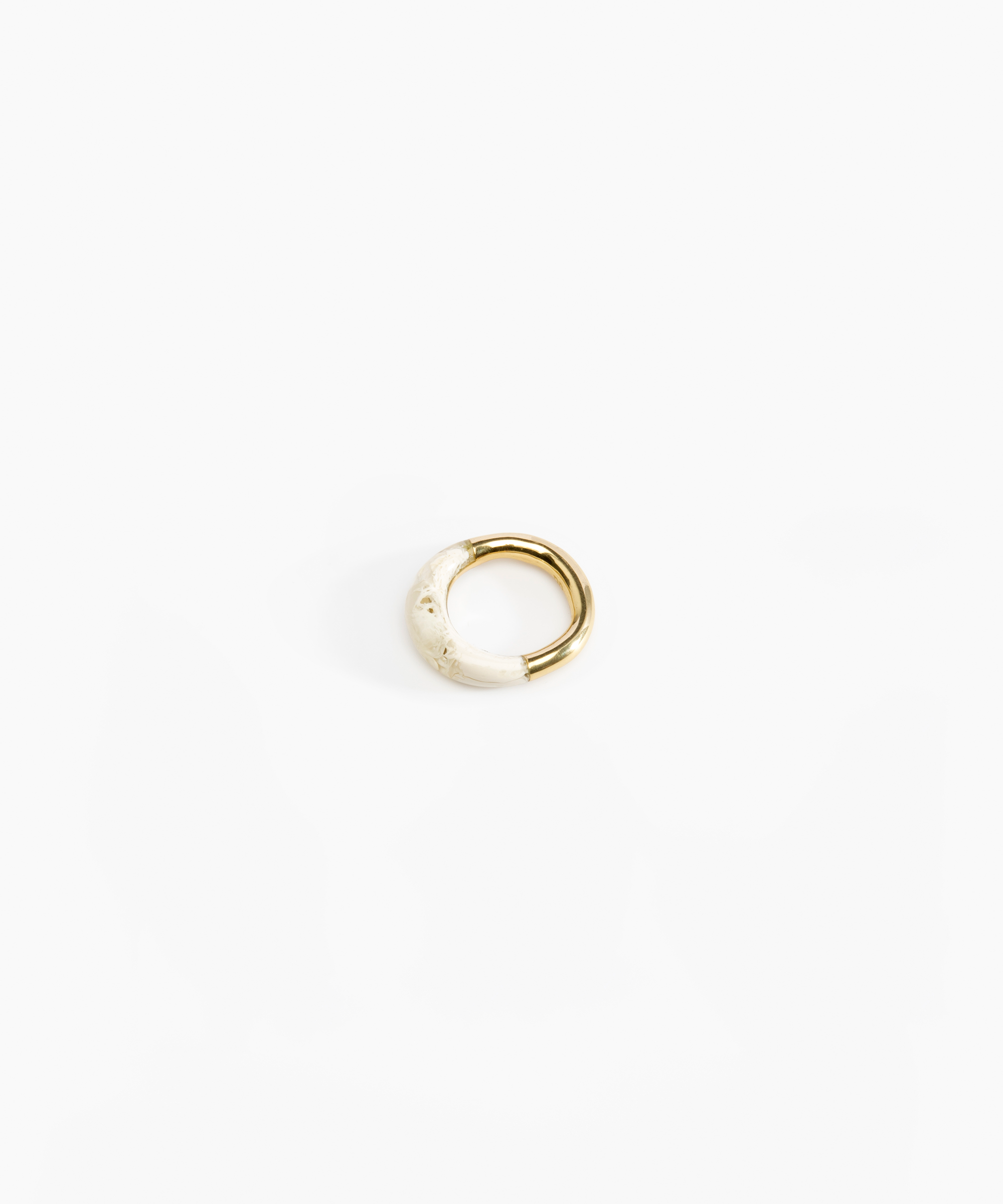 Dinosaur Designs Small Horn Ring in Chalk Swirl color resin with Nano-Coated Brass Material