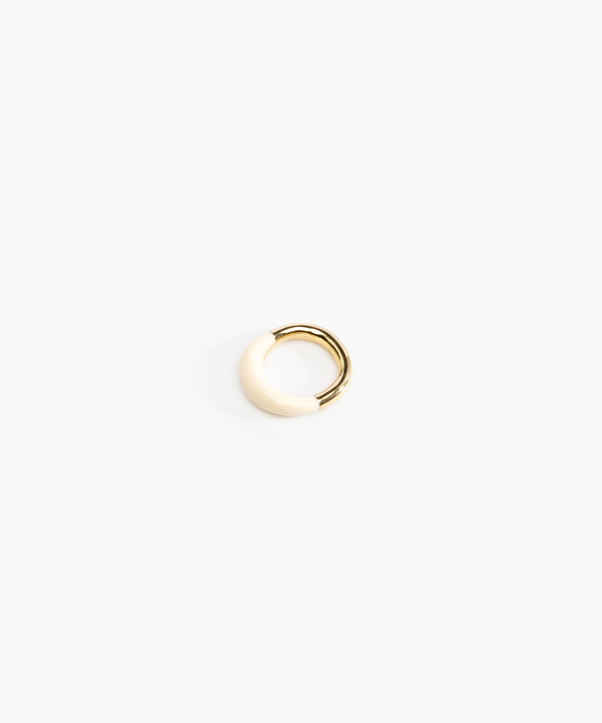 Dinosaur Designs Small Horn Ring in Cream color resin with Nano-Coated Brass Material