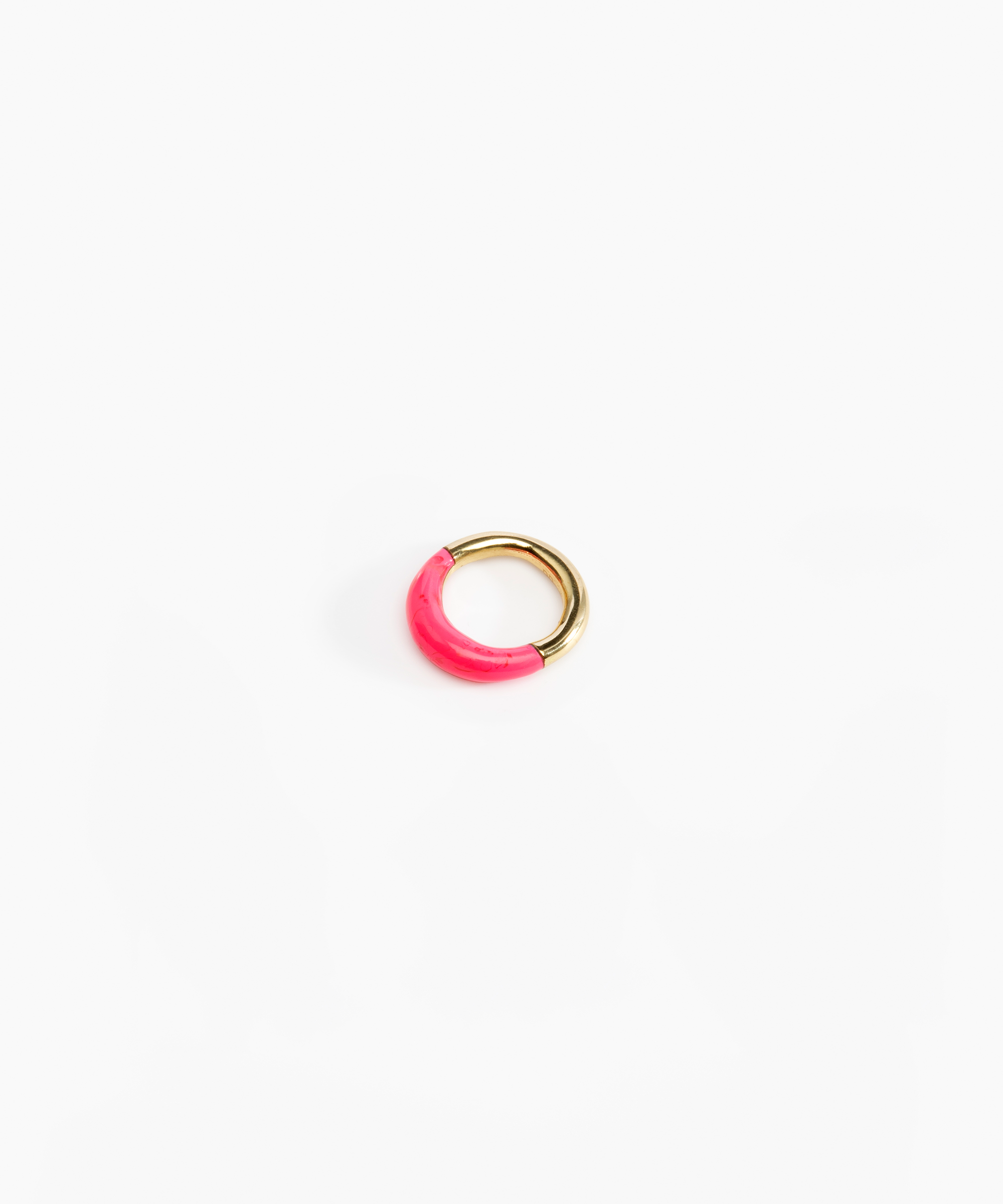 Dinosaur Designs Small Horn Ring in Flamingo color resin with Nano-Coated Brass Material