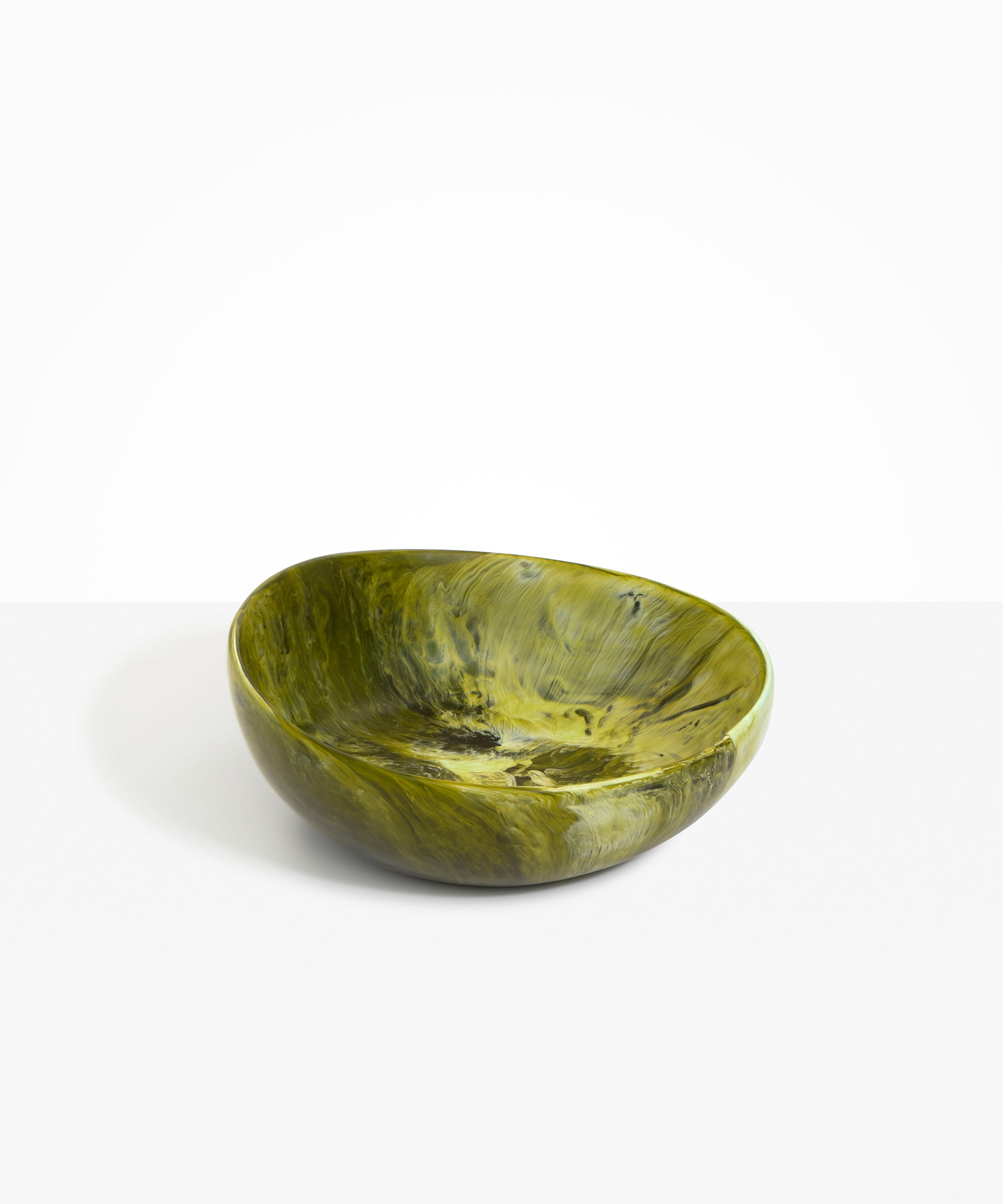 Dinosaur Designs Flow Salad Bowl in Malachite color resin