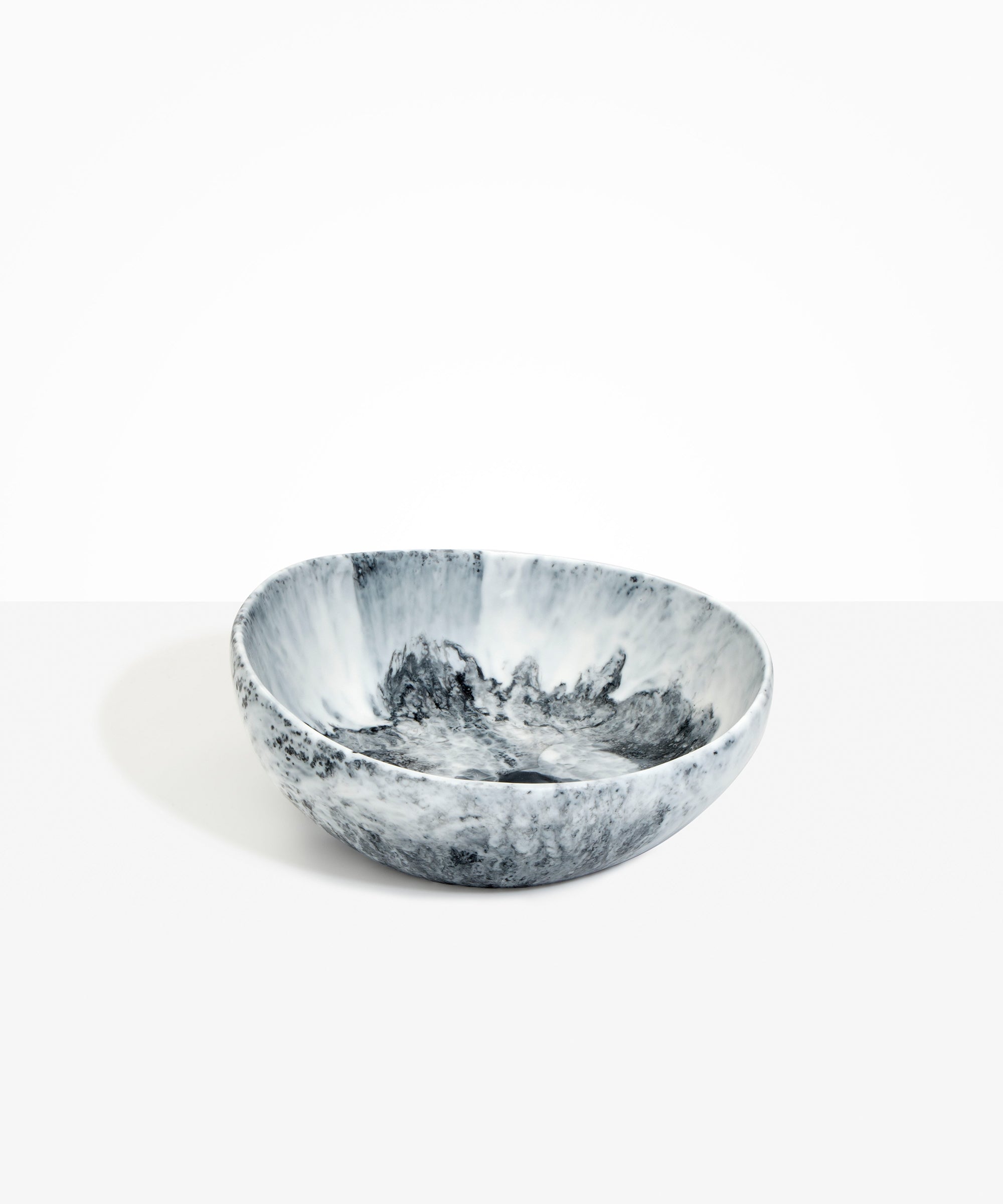 Dinosaur Designs Flow Salad Bowl in White Marble color resin