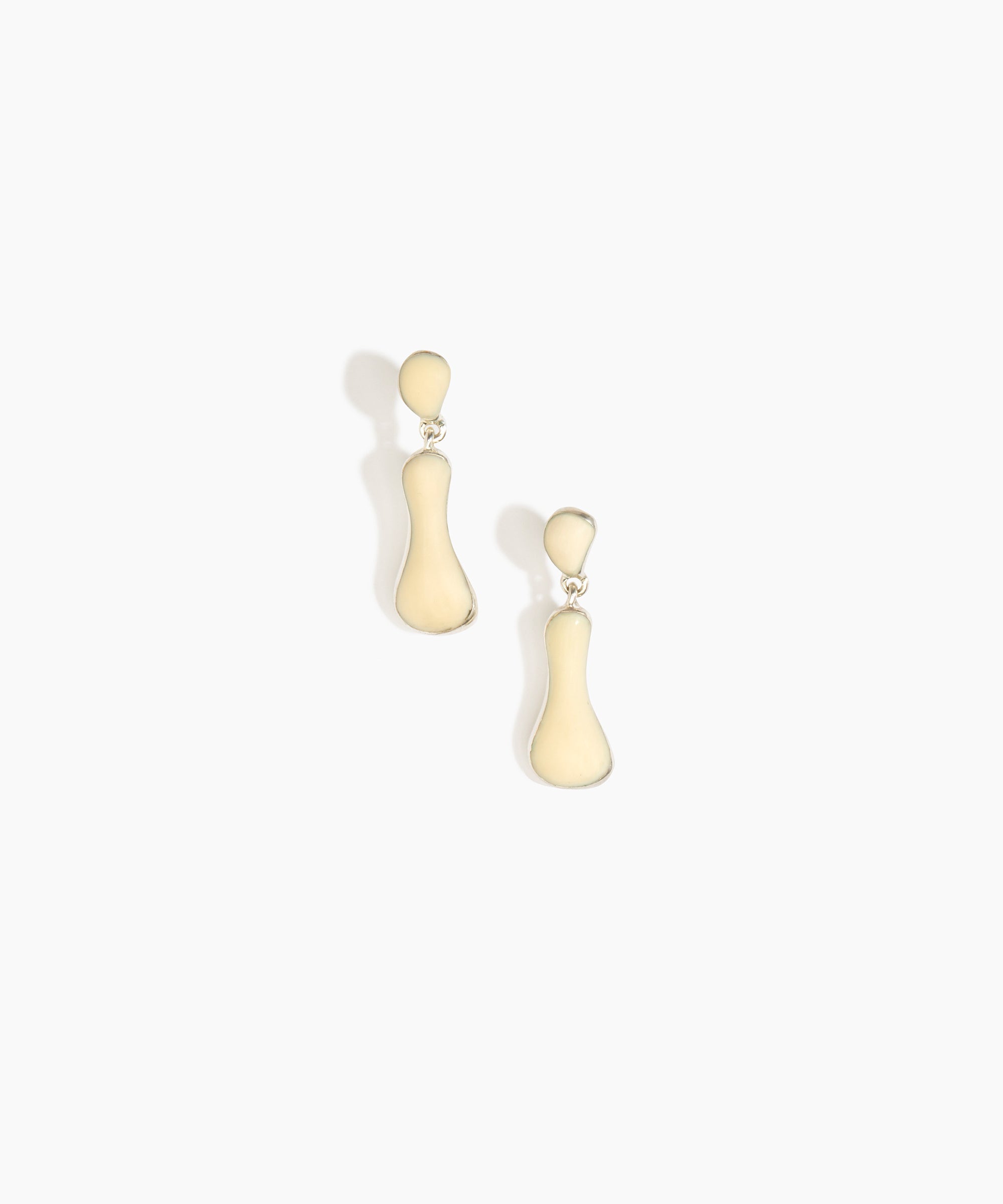 Dinosaur Designs Medium Bones Earrings in Cream color resin with Silver-Plated Brass Material