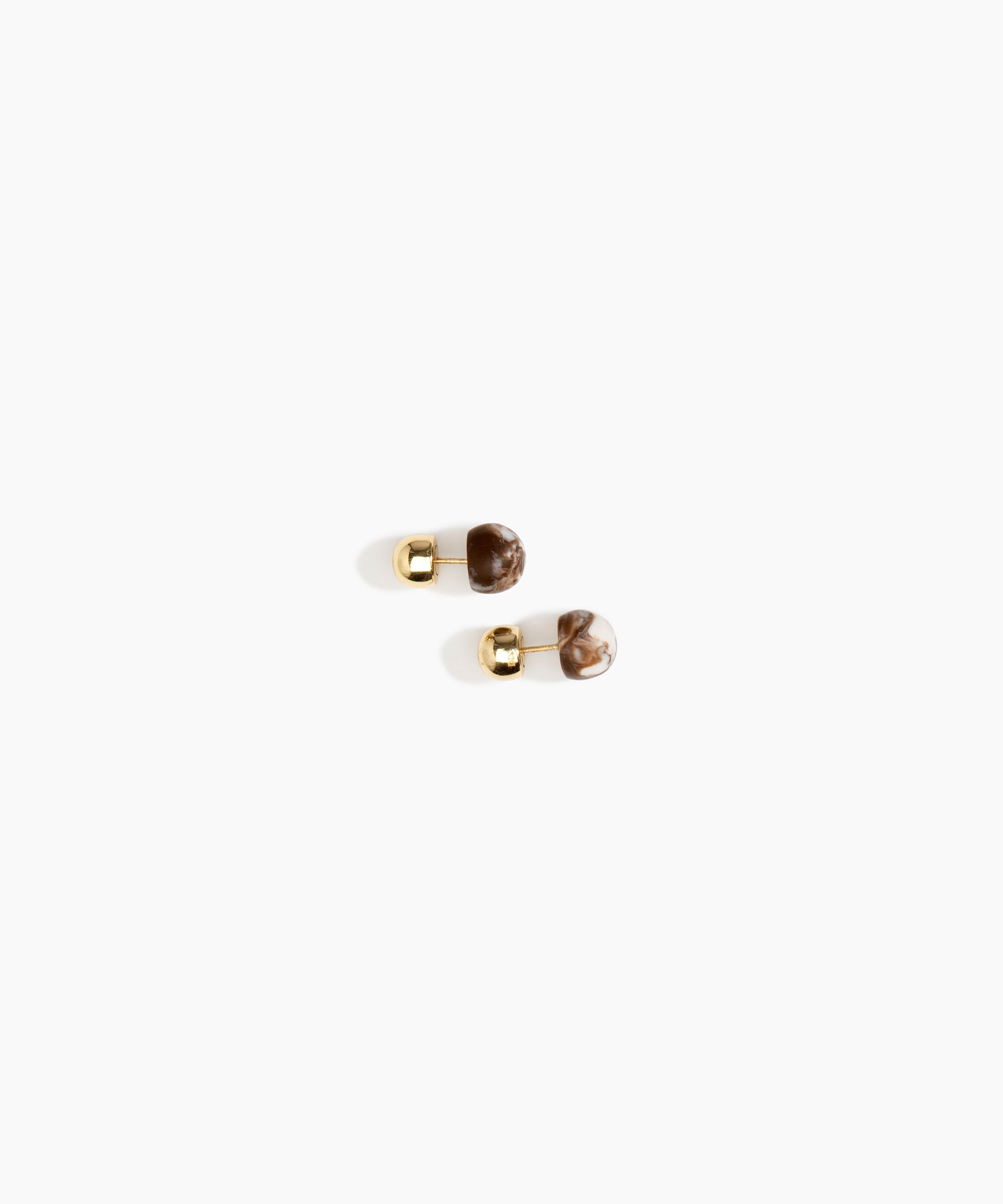 Dinosaur Designs Small Ball Stud Earrings in Cappuccino color resin with Nano-Coated Brass Material