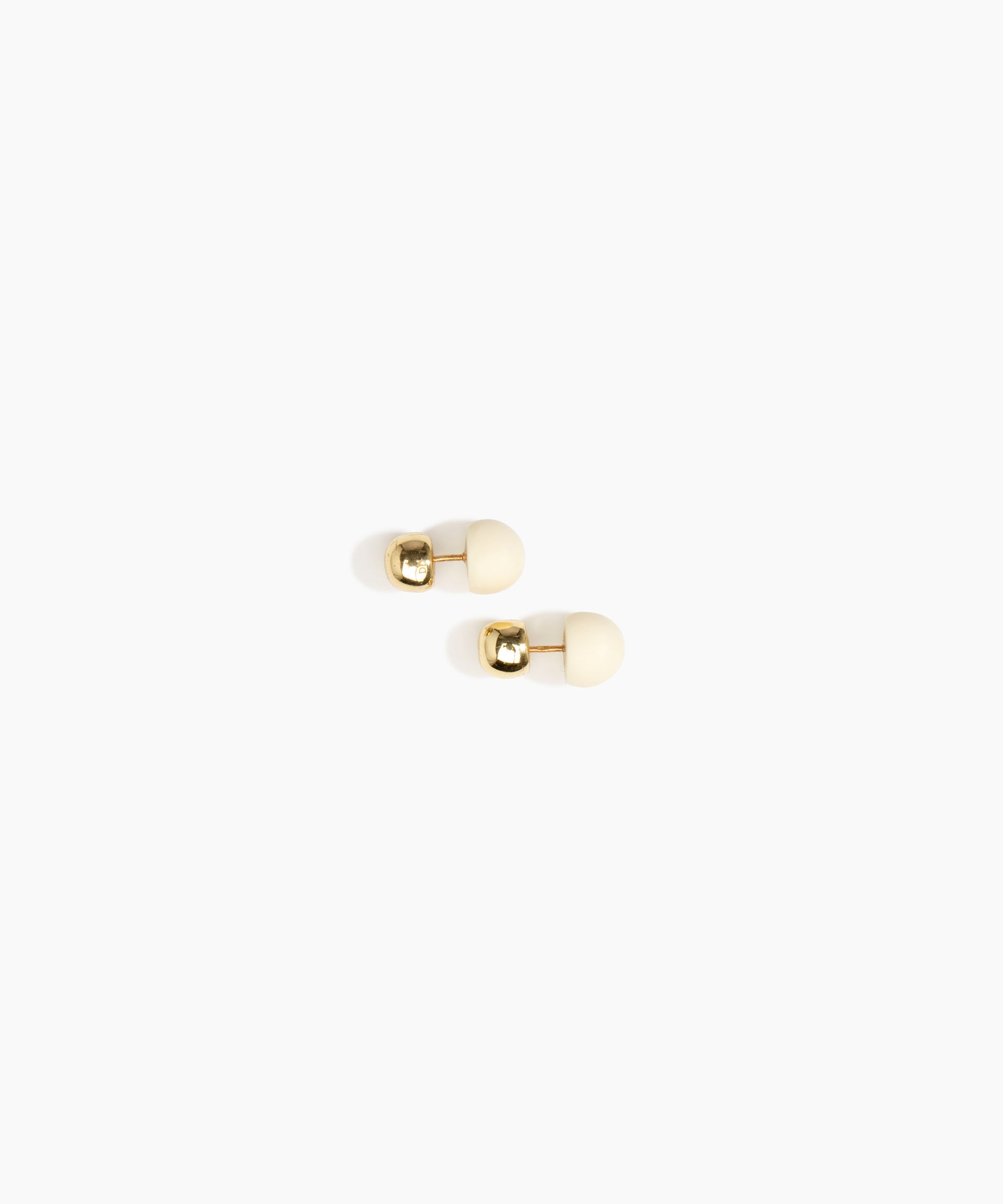 Dinosaur Designs Small Ball Stud Earrings in Cream color resin with Nano-Coated Brass Material