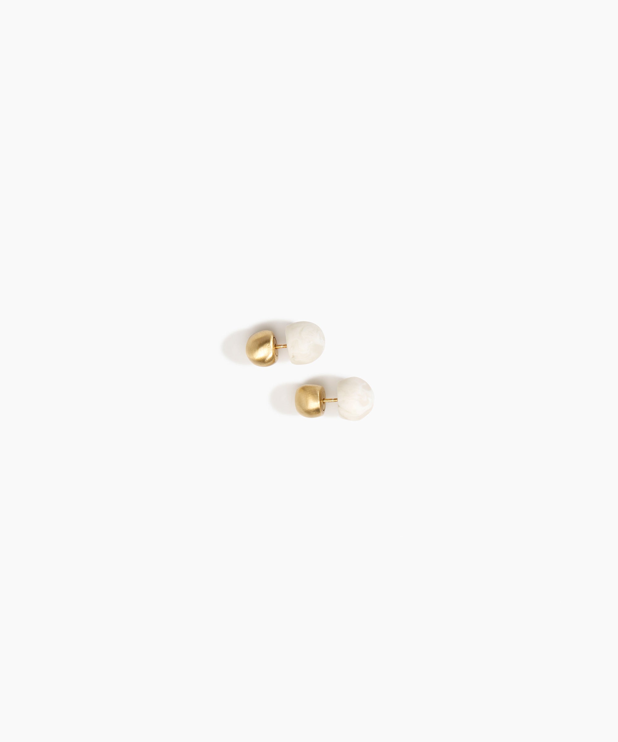 Dinosaur Designs Small Ball Stud Earrings in Chalk Swirl color resin with Brushed Nano-Coated Brass Material
