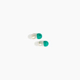 Dinosaur Designs Small Ball Stud Earrings in Mineral Swirl color resin with Brushed Silver-Plated Brass Material