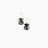Dinosaur Designs Temple Earth Wire Earrings in Black Marble color resin with Gold-Filled Material