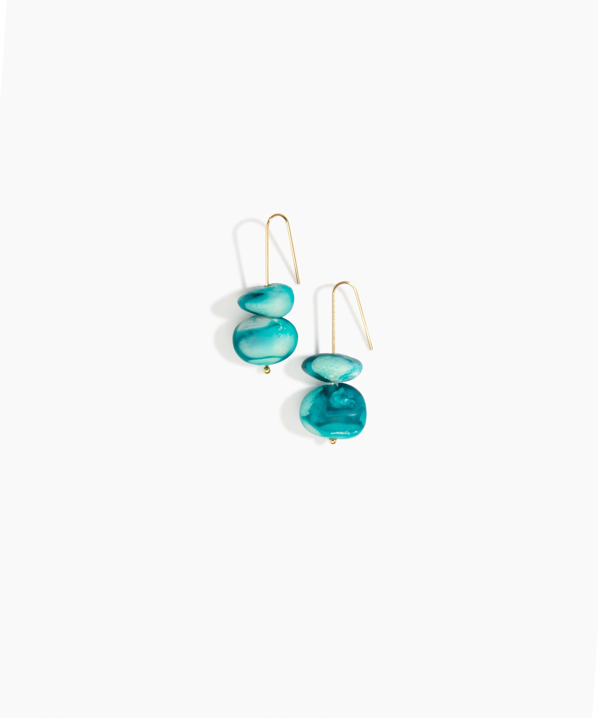 Dinosaur Designs Temple Earth Wire Earrings in Lagoon color resin with Gold-Filled Material