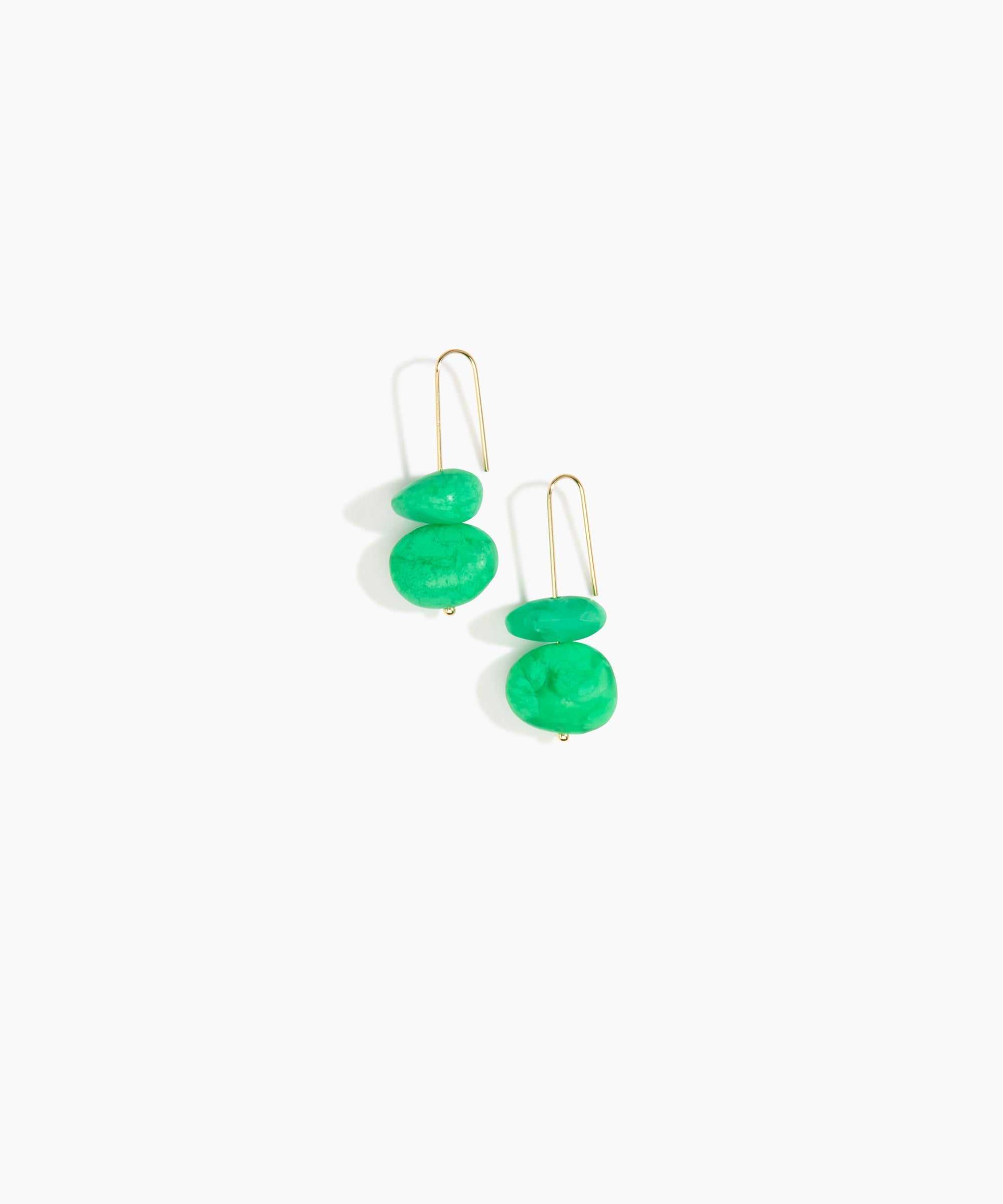 Dinosaur Designs Temple Earth Wire Earrings in Leaf color resin with Gold-Filled Material