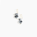 Dinosaur Designs Temple Earth Wire Earrings in White Marble color resin with Gold-Filled Material
