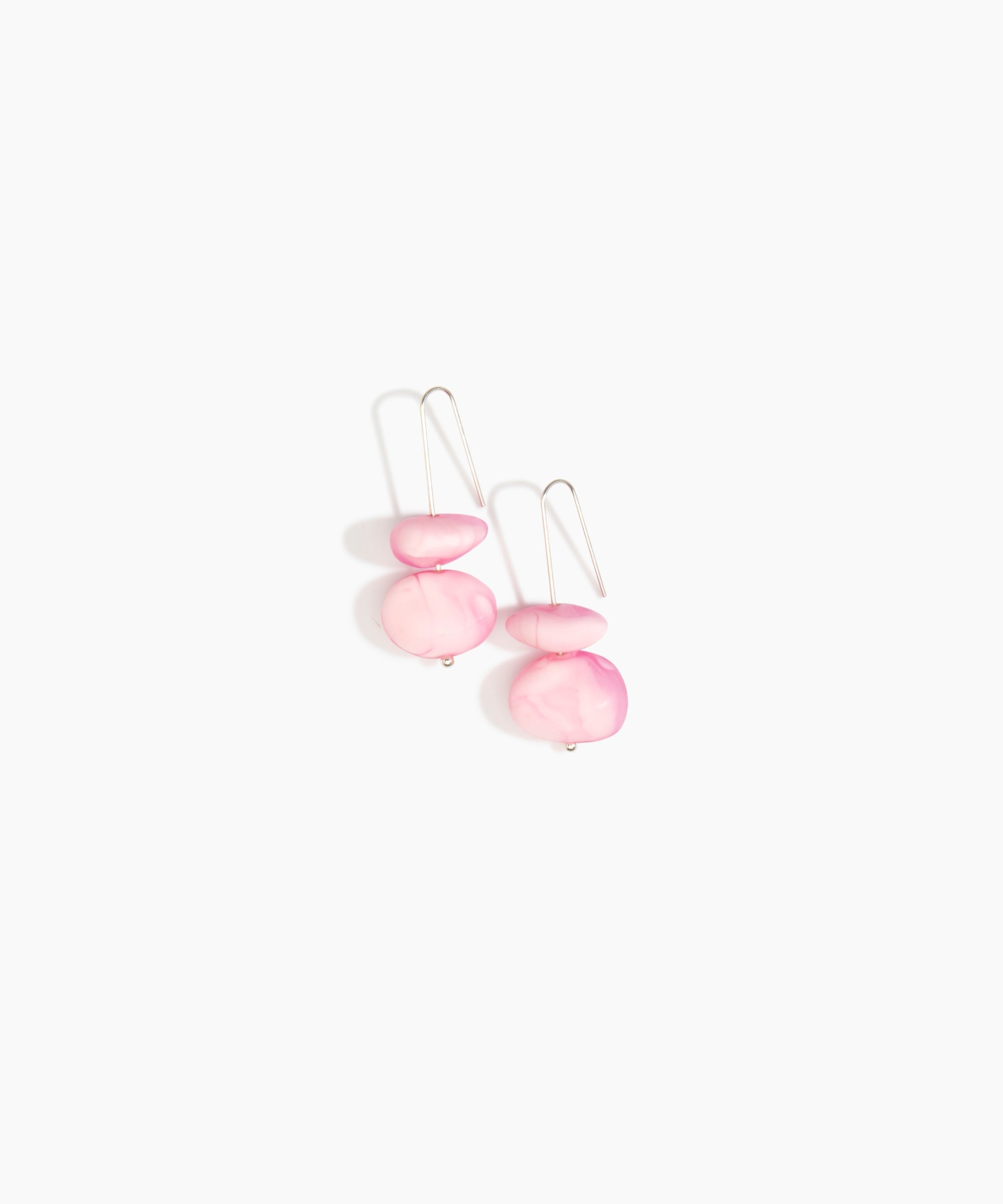 Dinosaur Designs Temple Earth Wire Earrings in Shell Pink color resin with 925 Sterling Silver Material