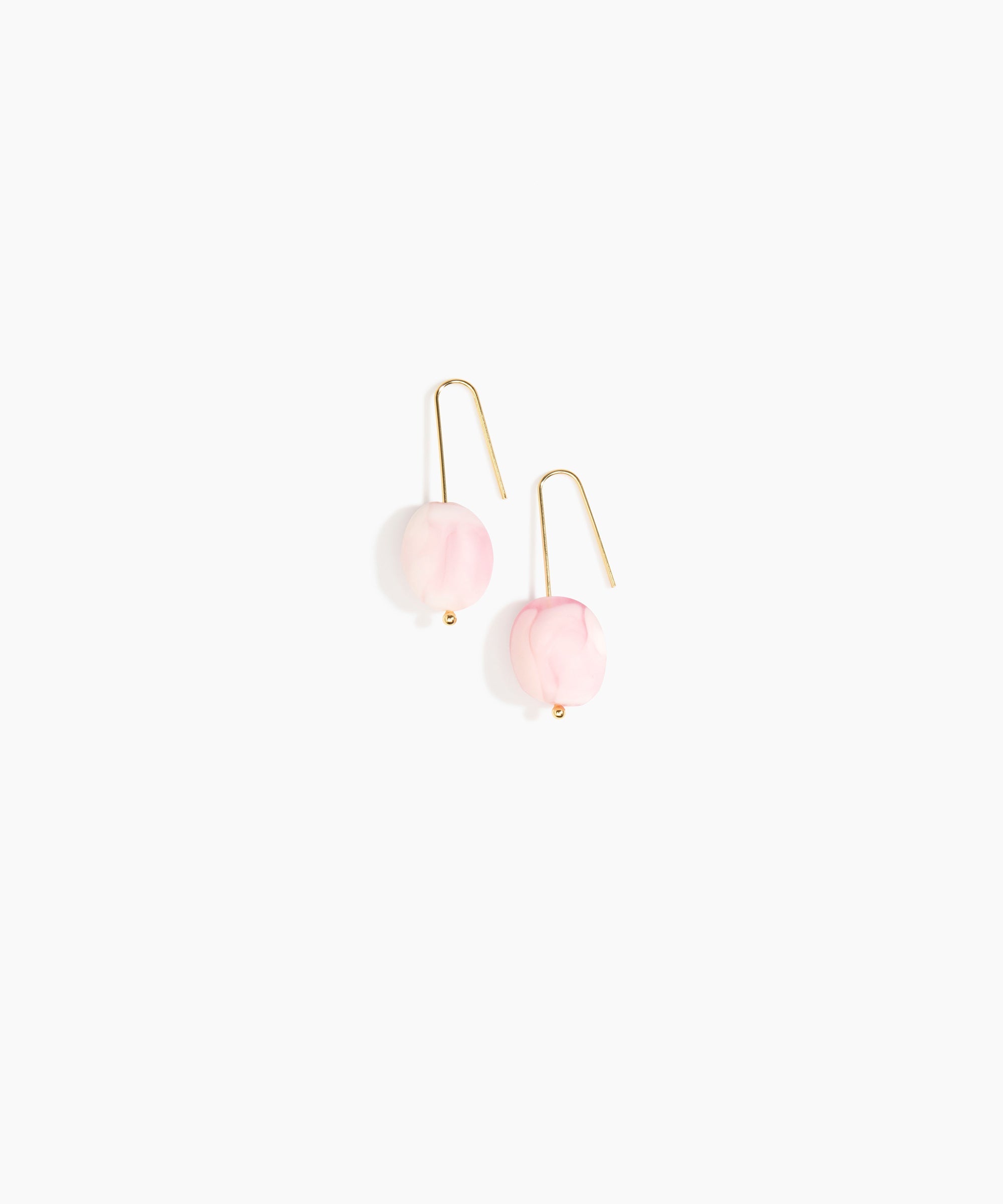 Dinosaur Designs Earth Wire Earrings in Shell Pink color resin with Gold-Filled Material