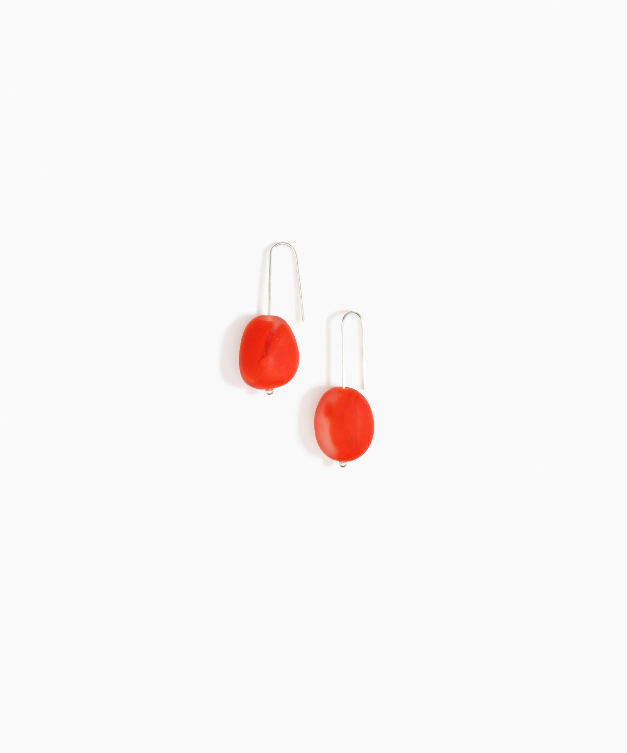 Dinosaur Designs Earth Wire Earrings in Poppy color resin with 925 Sterling Silver Material