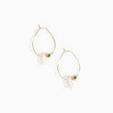 Dinosaur Designs Joie De Vivre Hoop Earrings in Chalk Swirl color resin with Gold-Filled Material