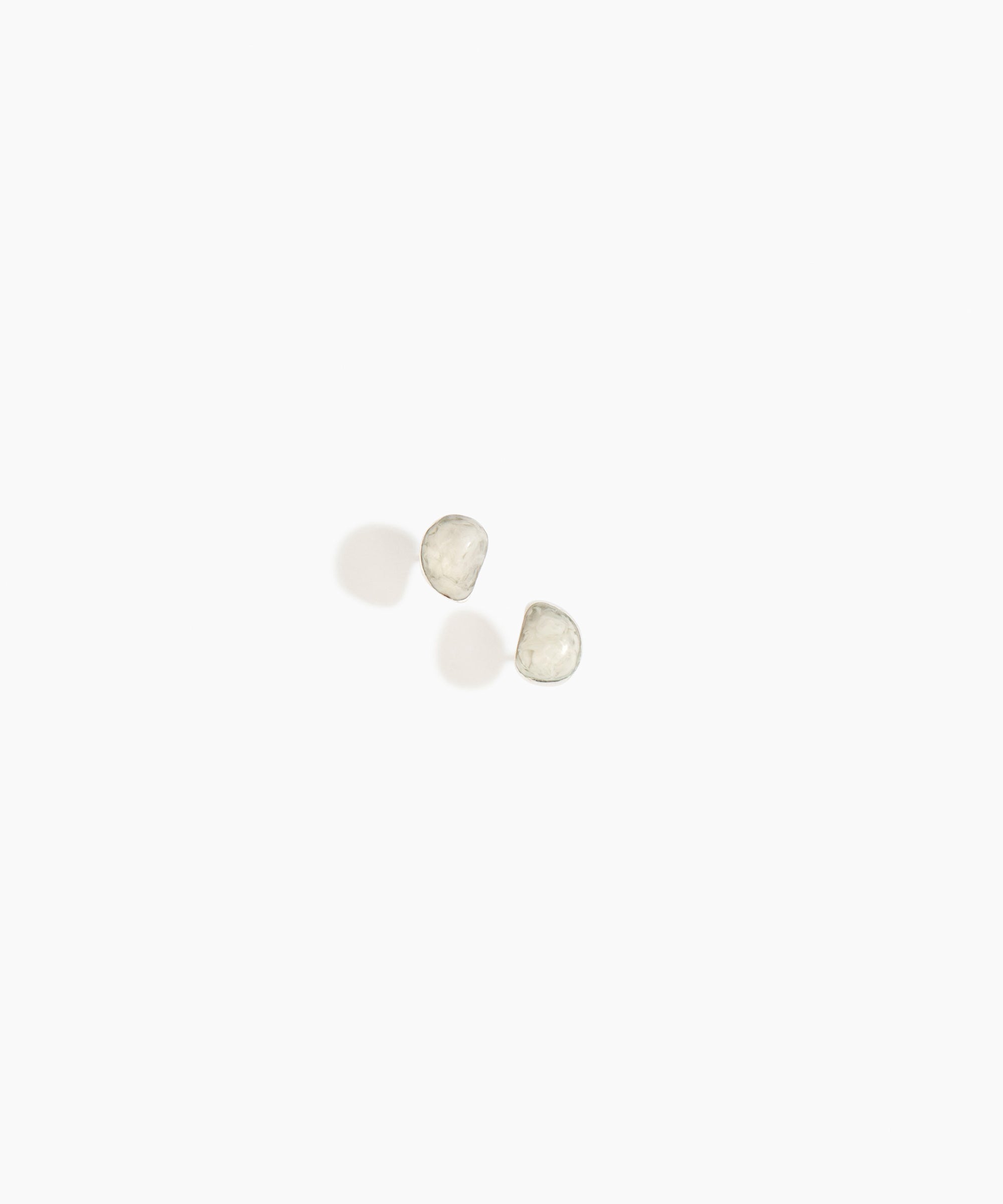 Dinosaur Designs Bones Stud Earrings in Chalk Swirl color resin with Silver-Plated Brass Material
