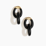 Dinosaur Designs Large Rock Chain Earrings in Black color resin with Brushed Nano-Coated Brass Material