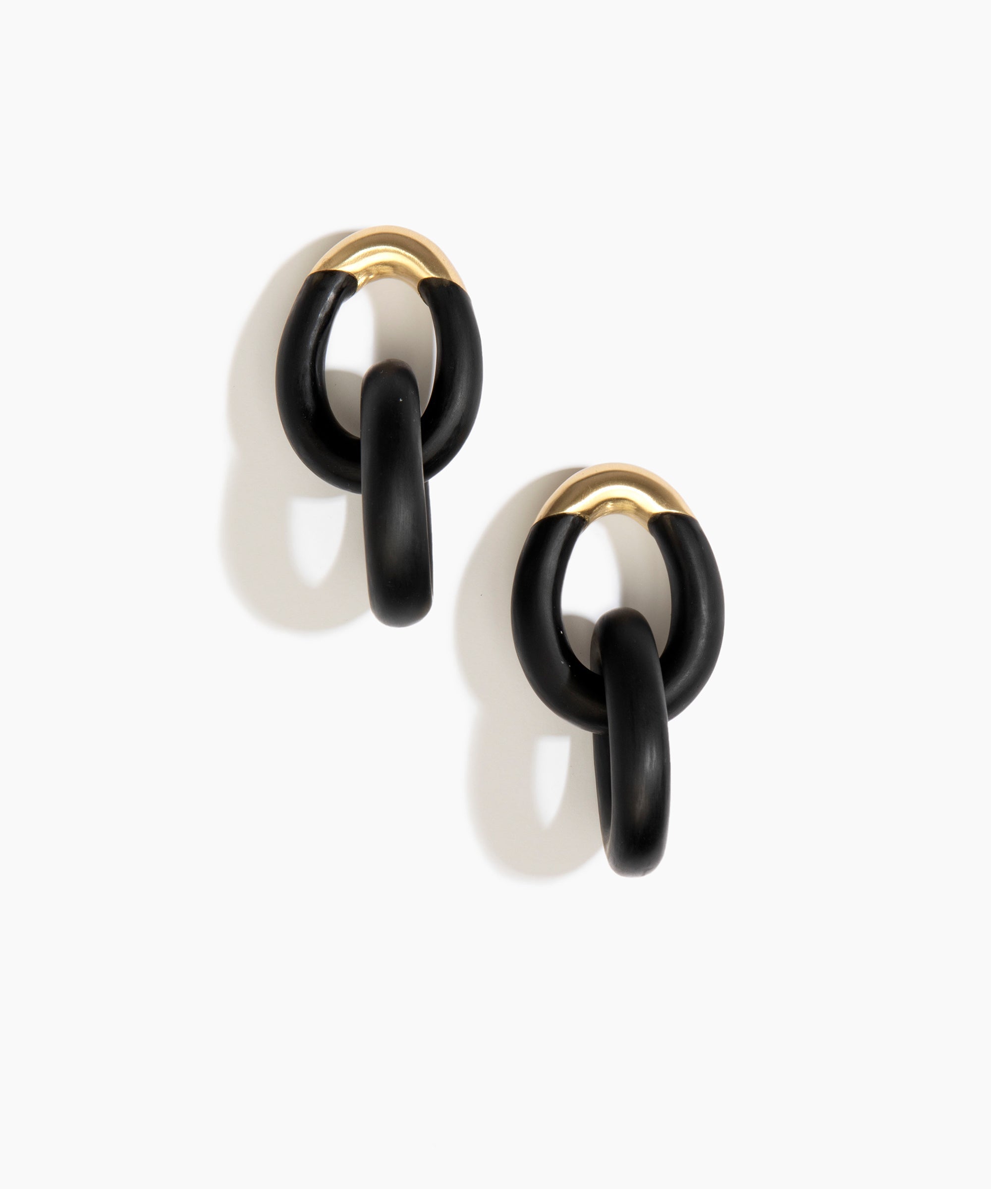 Dinosaur Designs Large Rock Chain Earrings in Black color resin with Brushed Nano-Coated Brass Material