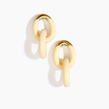 Dinosaur Designs Large Rock Chain Earrings in Cream color resin with Brushed Nano-Coated Brass Material