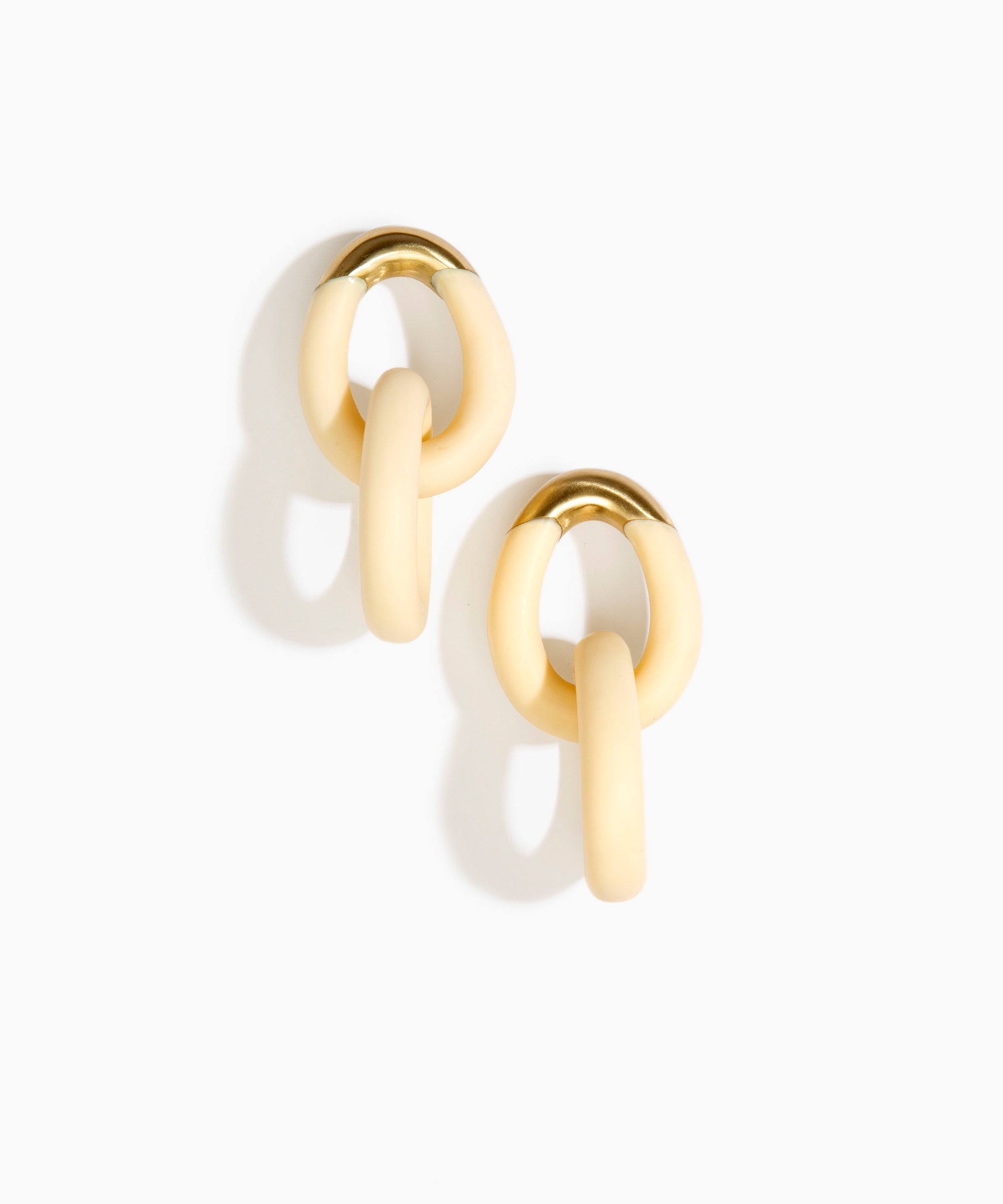 Dinosaur Designs Large Rock Chain Earrings in Cream color resin with Brushed Nano-Coated Brass Material