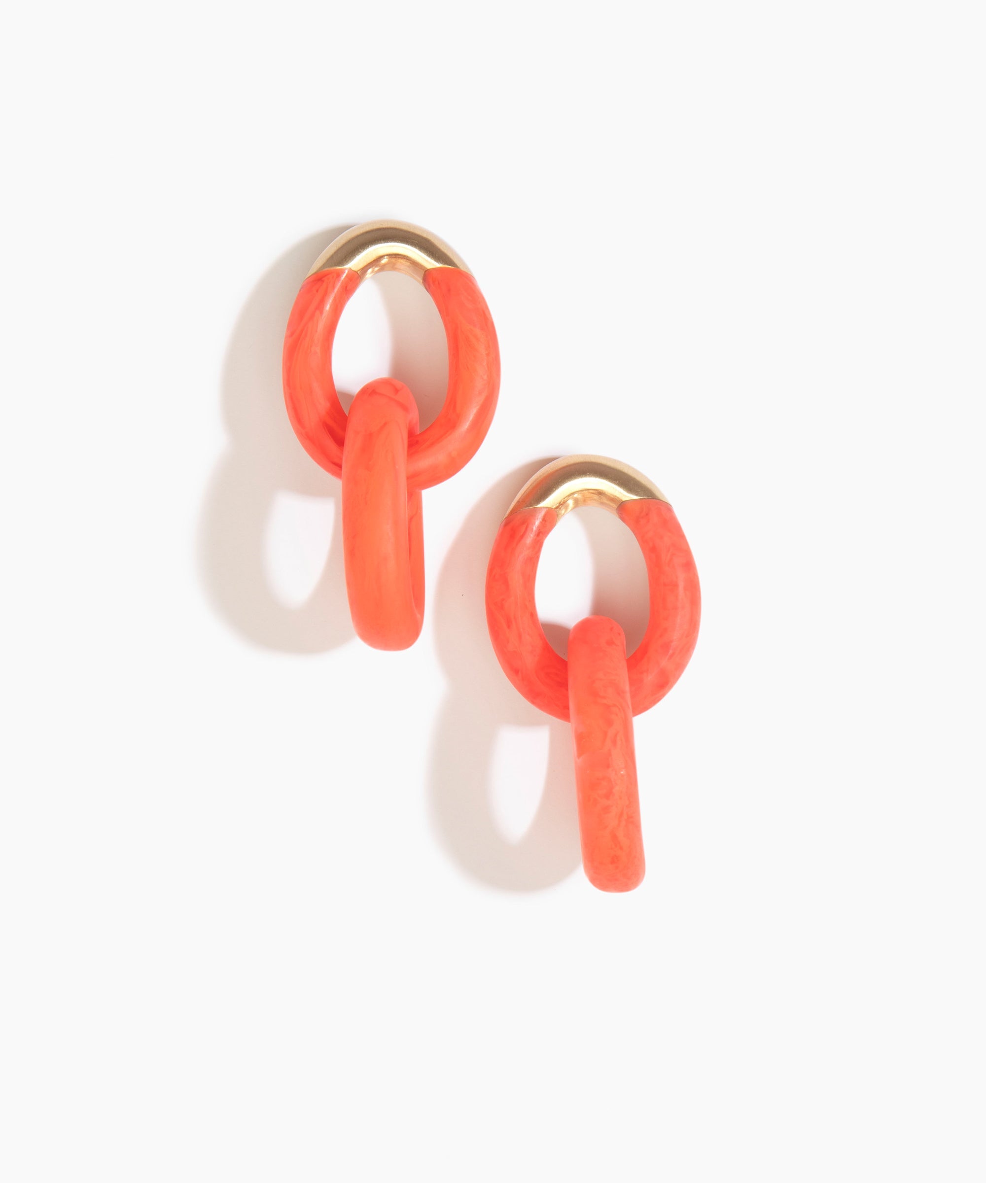 Dinosaur Designs Large Rock Chain Earrings in Lychee color resin with Brushed Nano-Coated Brass Material
