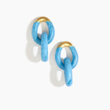 Dinosaur Designs Large Rock Chain Earrings in Sky color resin with Brushed Nano-Coated Brass Material