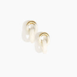 Dinosaur Designs Small Rock Chain Earrings in Snow Swirl color resin with Brushed Nano-Coated Brass Material