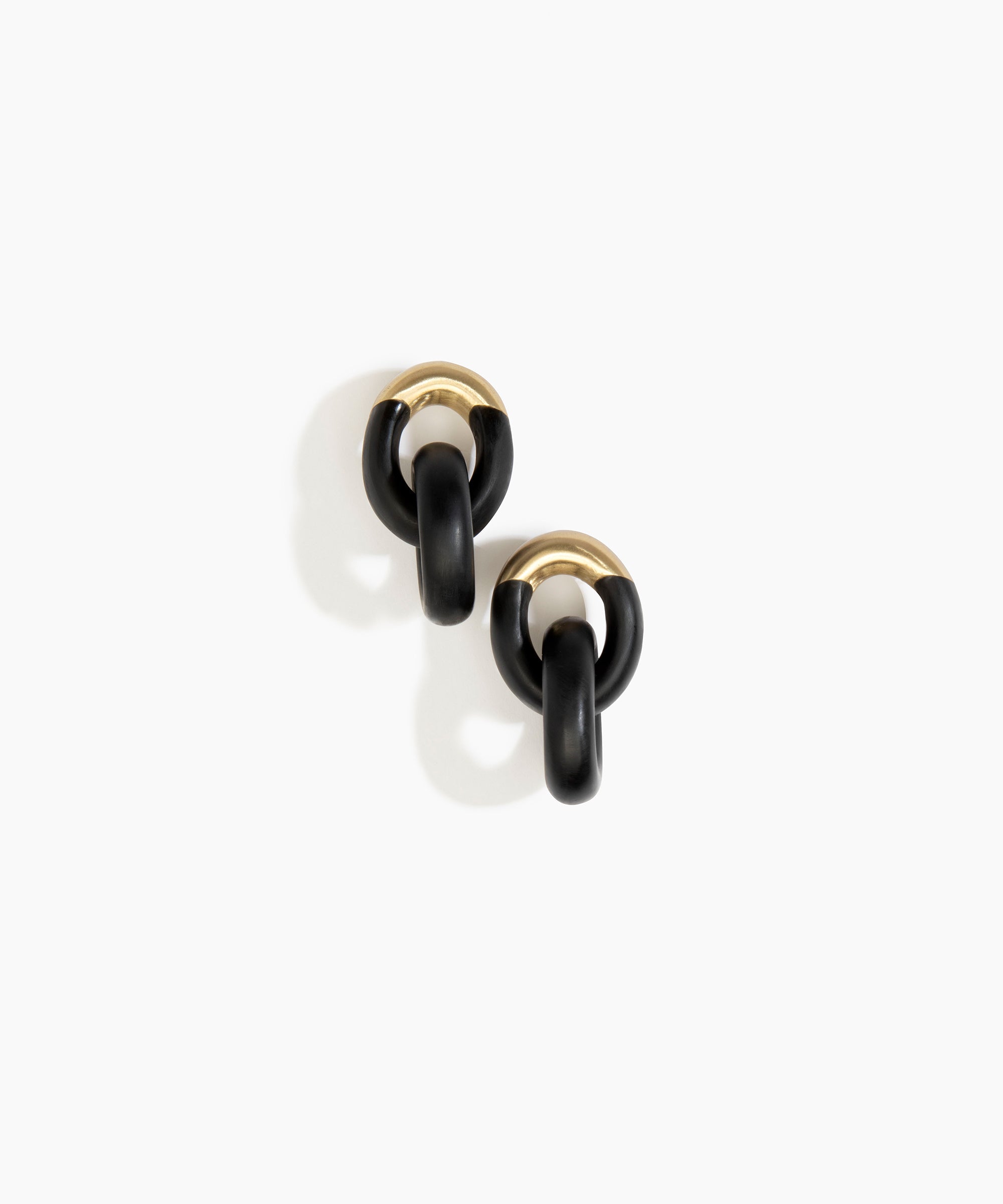 Dinosaur Designs Small Rock Chain Earrings in Black color resin with Brushed Nano-Coated Brass Material
