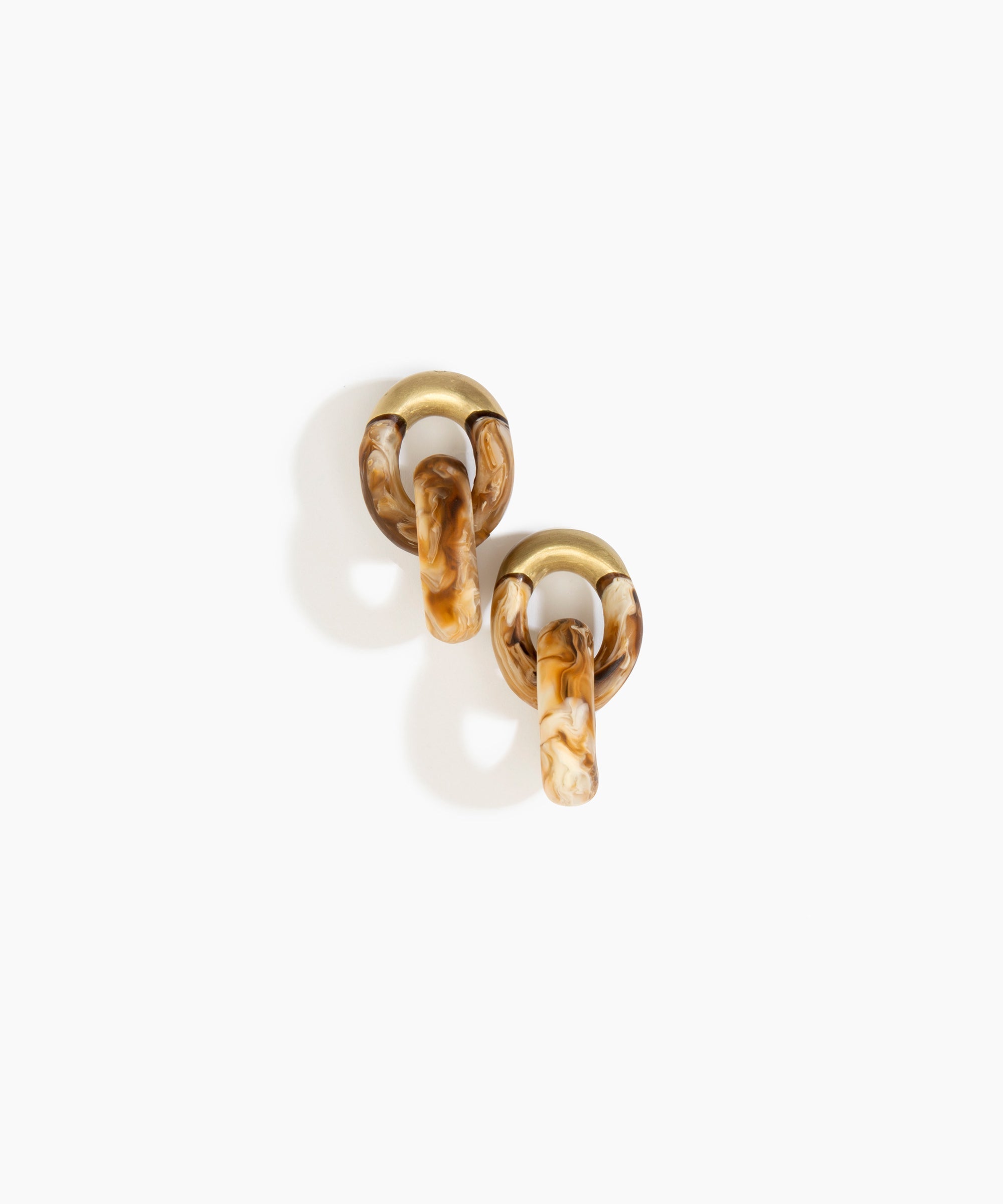 Dinosaur Designs Small Rock Chain Earrings in Light Horn color resin with Brushed Nano-Coated Brass Material