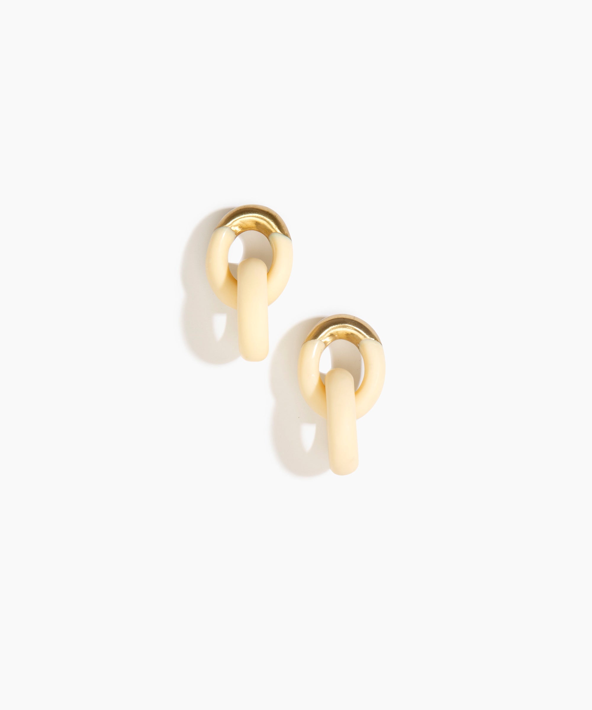 Dinosaur Designs Small Rock Chain Earrings in Cream color resin with Brushed Nano-Coated Brass Material