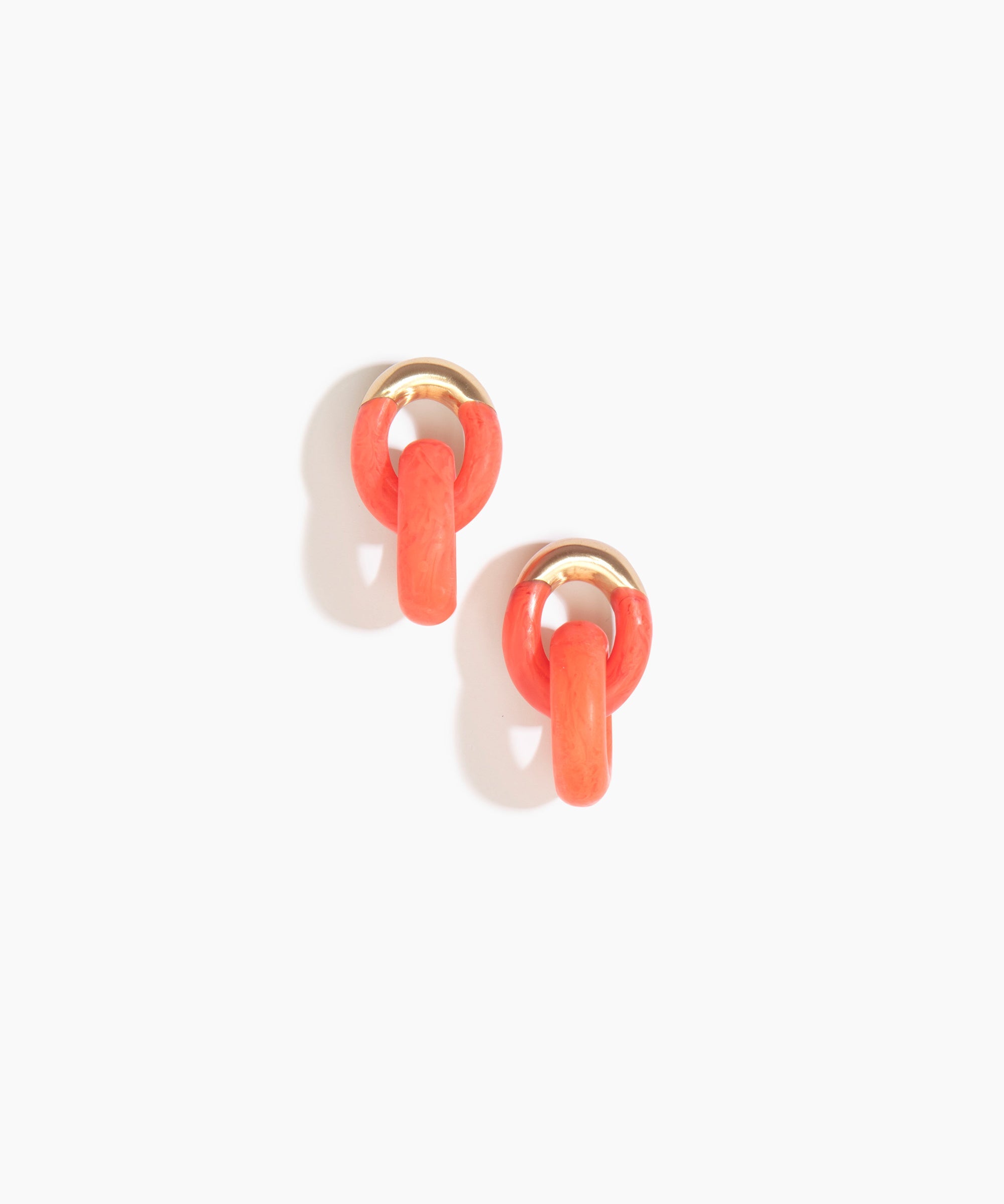 Dinosaur Designs Small Rock Chain Earrings in Lychee color resin with Brushed Nano-Coated Brass Material
