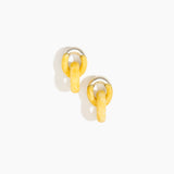 Dinosaur Designs Small Rock Chain Earrings in Daisy color resin with Brushed Silver-Plated Brass Material