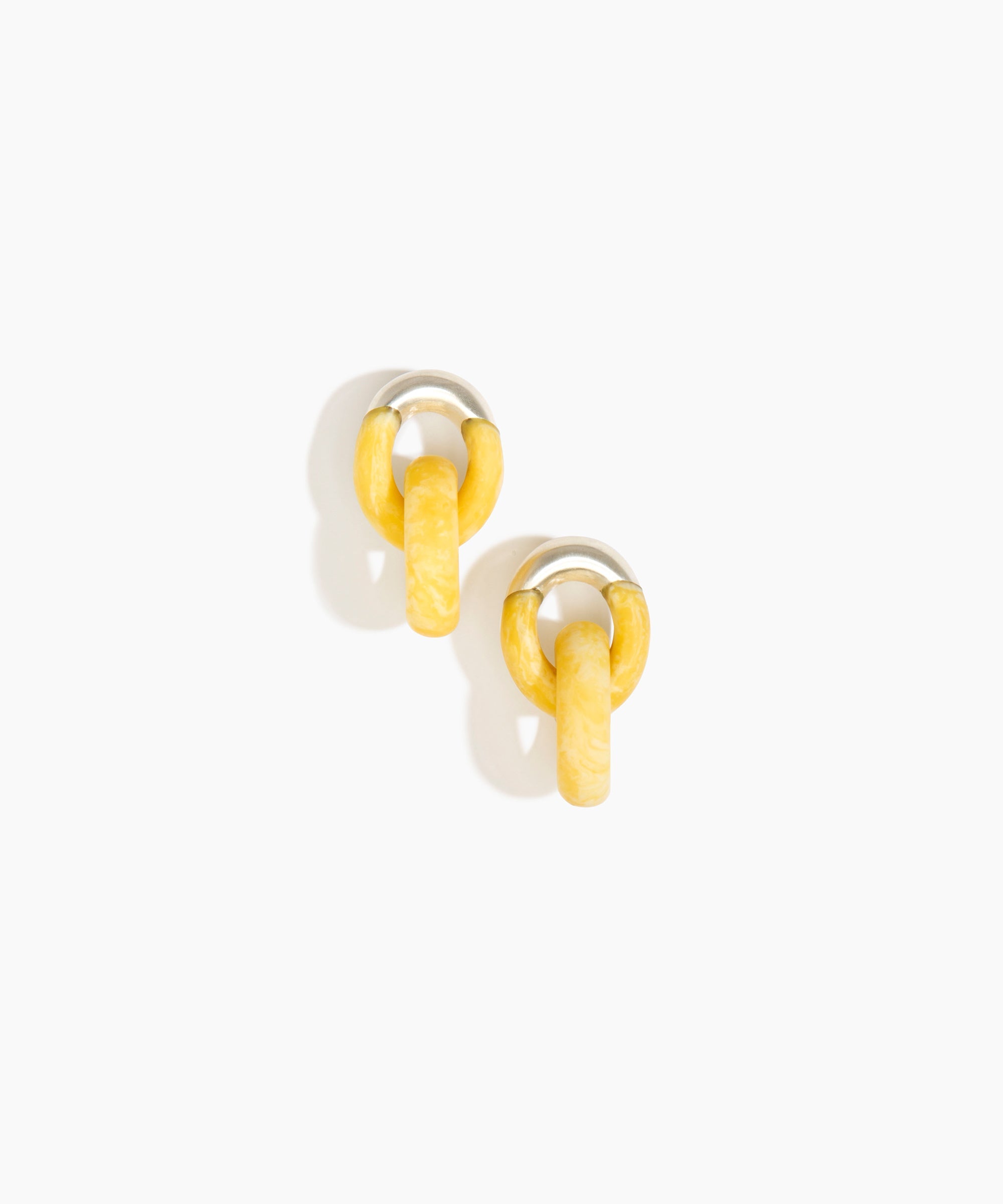 Dinosaur Designs Small Rock Chain Earrings in Daisy color resin with Brushed Silver-Plated Brass Material