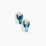 Dinosaur Designs Small Rock Chain Earrings in Water color resin with Brushed Silver-Plated Brass Material