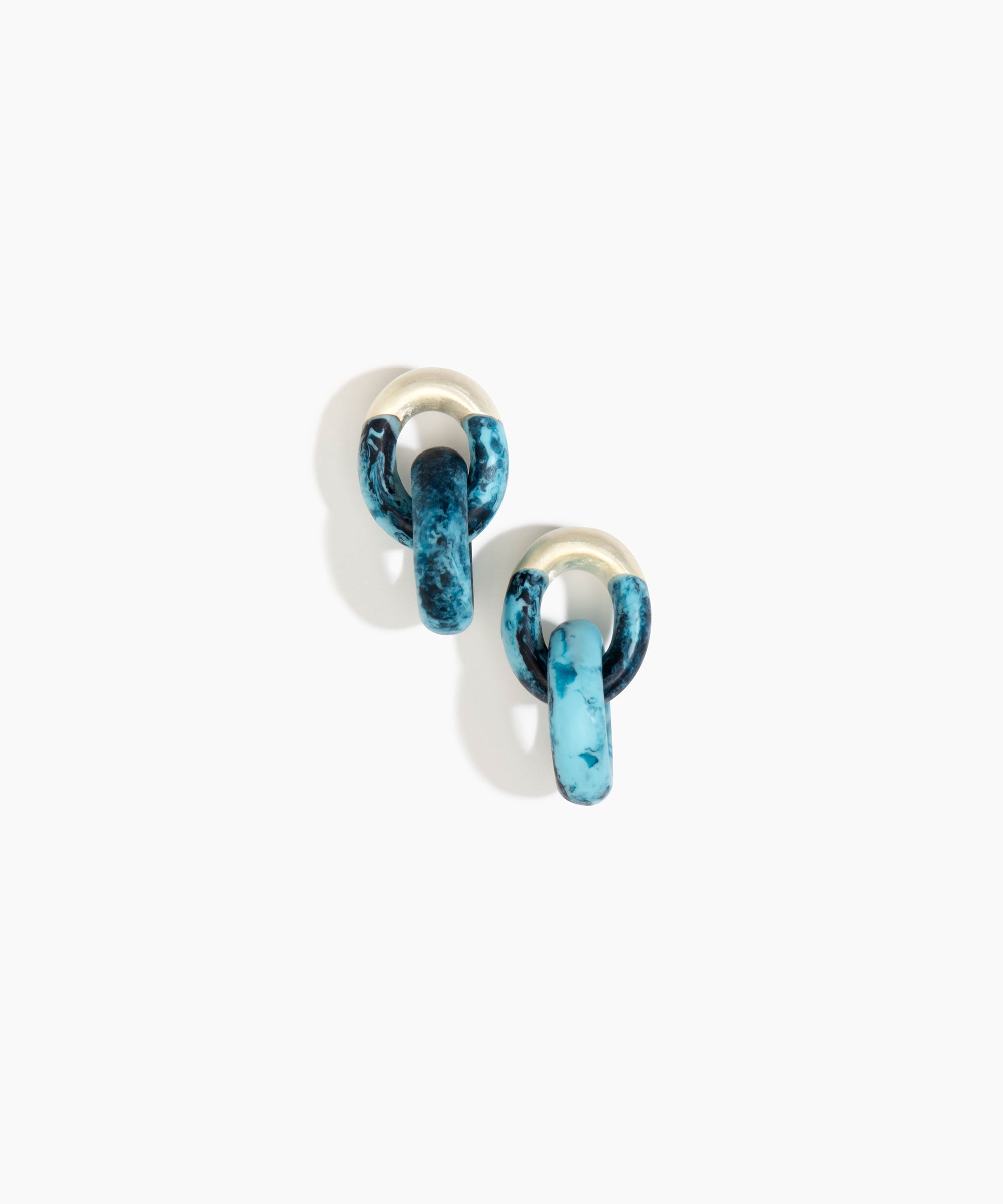 Dinosaur Designs Small Rock Chain Earrings in Water color resin with Brushed Silver-Plated Brass Material