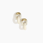 Dinosaur Designs Small Rock Chain Earrings in Chalk Swirl color resin with Brushed Nano-Coated Brass Material