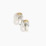 Dinosaur Designs Small Rock Chain Earrings in White Marble color resin with Brushed Nano-Coated Brass Material